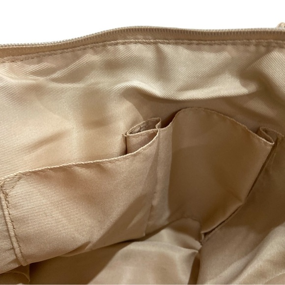 The Sak neutral stripe crochet over gold metallic shoulder bag top zipper - Picture 5 of 13